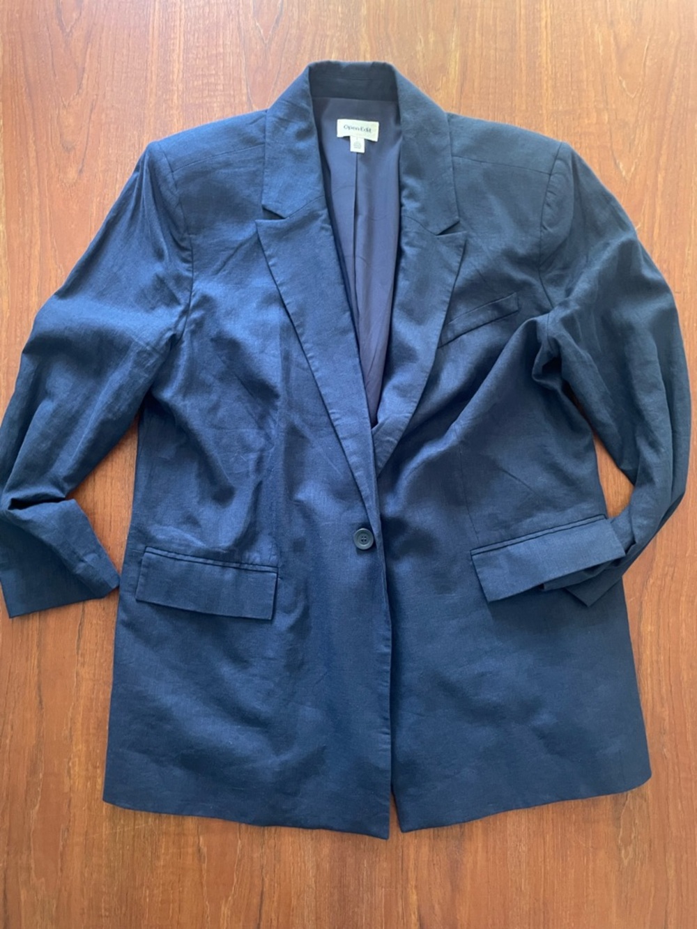 French style linen relaxed fit blazer L